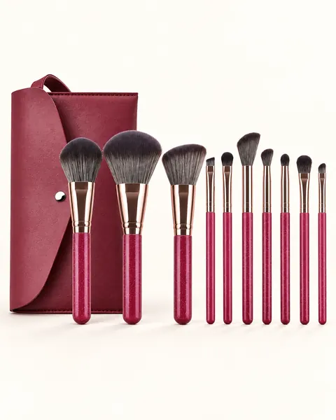 Набор кистей AIYO Burgundy Series, 10 бордовых кистей и чехол